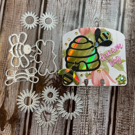 Inlovearts Cute Honeycomb & Bee Cutting Dies