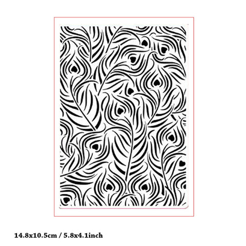 Inlovearts Peacock Feather Plastic Embossing Folder