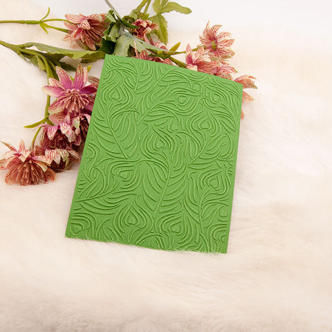 Inlovearts Peacock Feather Plastic Embossing Folder