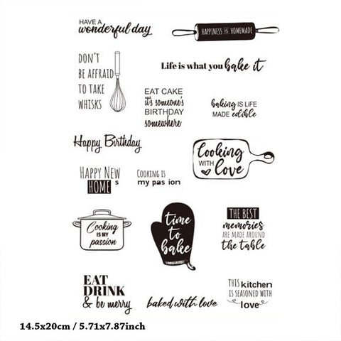 Inlovearts Kitchen Tools & Words Clear Stamps