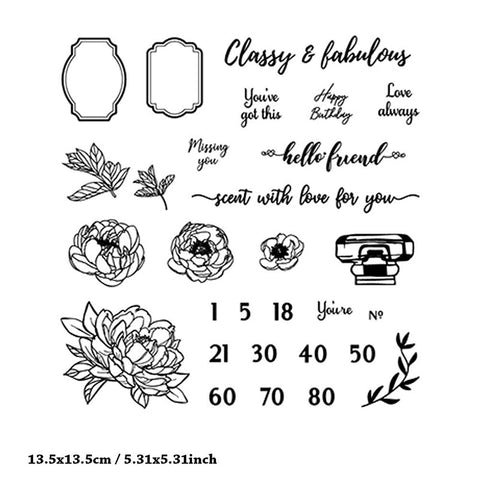 Inlovearts Flowers and Numbers Clear Stamps