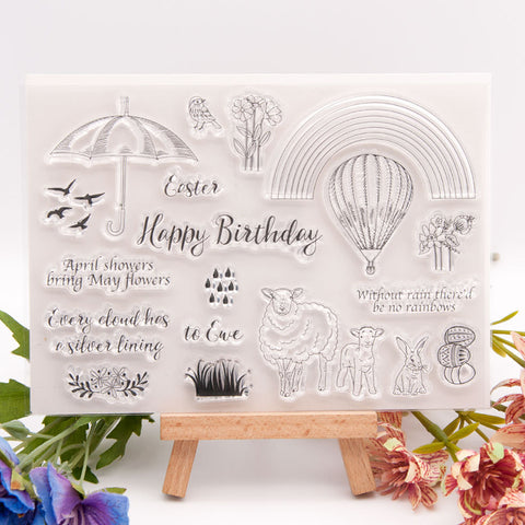 Inlovearts Rainy Day with Rainbow Clear Stamps