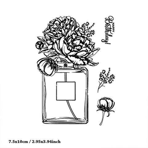Inlovearts Perfume with Flower Clear Stamps