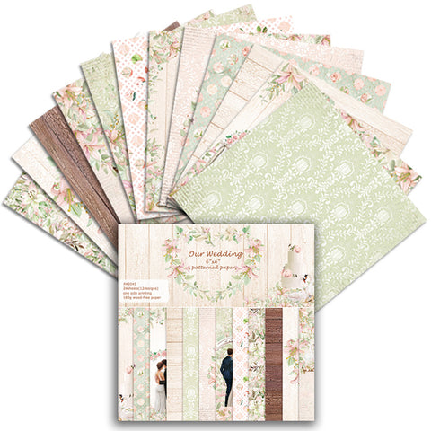 Inlovearts 24PCS  6" Wedding Theme DIY Scrapbook & Cardstock Paper
