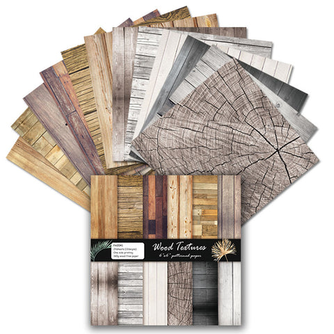 Inlovearts 24PCS  6" Wood Texture DIY Scrapbook & Cardstock Paper