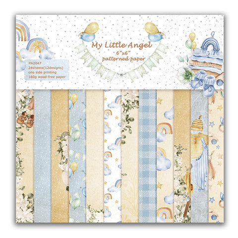 Inlovearts 24PCS  6" Little Angel Theme DIY Scrapbook & Cardstock Paper