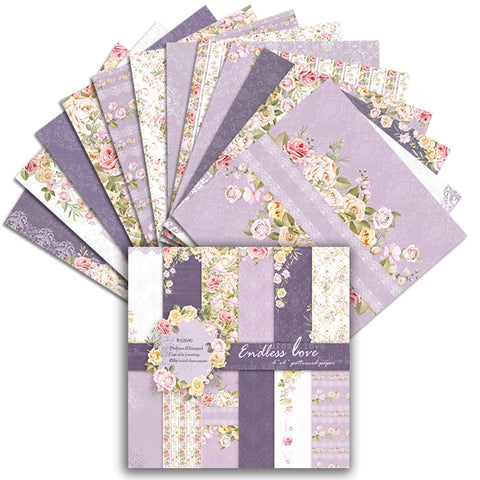 Inlovearts 24PCS  6" Endless Love Theme DIY Scrapbook & Cardstock Paper