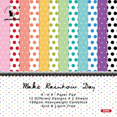 Inlovearts 24PCS  6" Colorful Dots Theme DIY Scrapbook & Cardstock Paper