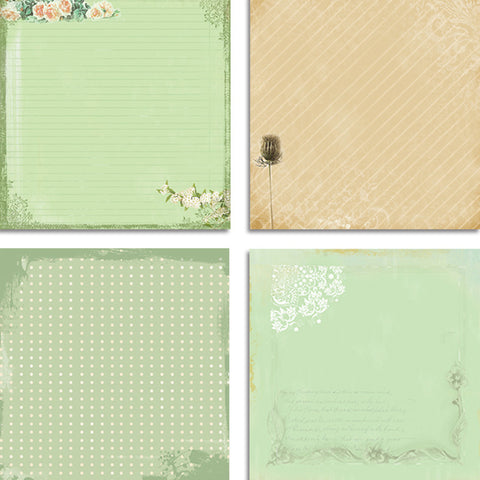 Inlovearts 24PCS  6" Spring Green Theme DIY Scrapbook & Cardstock Paper