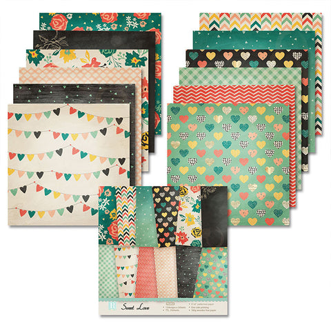 Inlovearts 24PCS  6" Sweet Love Theme DIY Scrapbook & Cardstock Paper