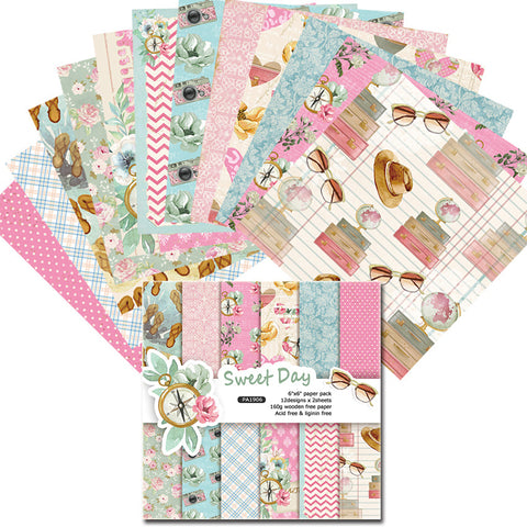 Inlovearts 24PCS  6" Sweet Day Theme DIY Scrapbook & Cardstock Paper