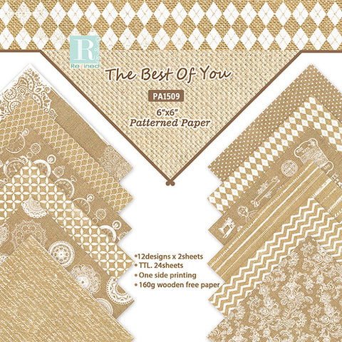 Inlovearts 24PCS  6" The Best of You Theme DIY Scrapbook & Cardstock Paper