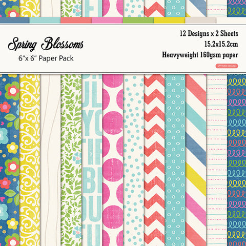Inlovearts 24PCS  6" Spring Blossom Scrapbook & Cardstock Paper