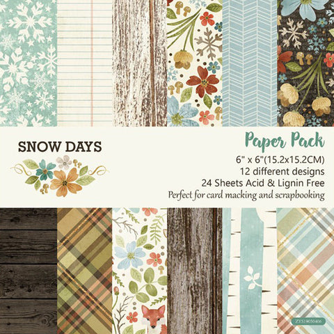 Inlovearts 24PCS  6" Snow Days Scrapbook & Cardstock Paper