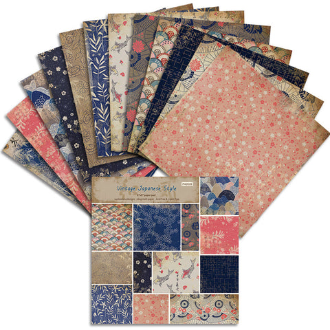 Inlovearts 24PCS  6" Vintage Japanese Style Scrapbook & Cardstock Paper