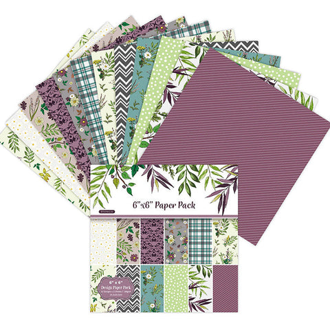 Inlovearts  24PCS  6" Purple Style Scrapbook & Cardstock Paper
