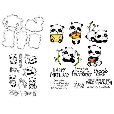 Inlovearts Cute Panda Dies with Stamps Set