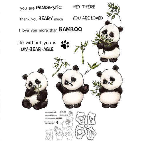 Inlovearts Little PandaTheme Dies with Stamps Set