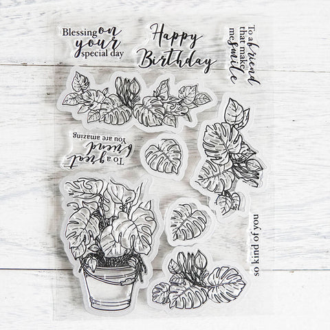 Inlovearts Green Plants Theme Dies with Stamps Set