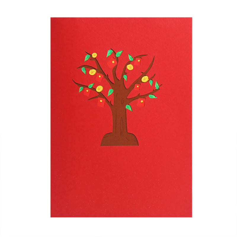 Inlovearts New Year Theme Red Envelope Tree 3D Greeting Card