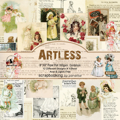Inlovearts 24PCS  8" Artless Theme Scrapbook & Cardstock Paper