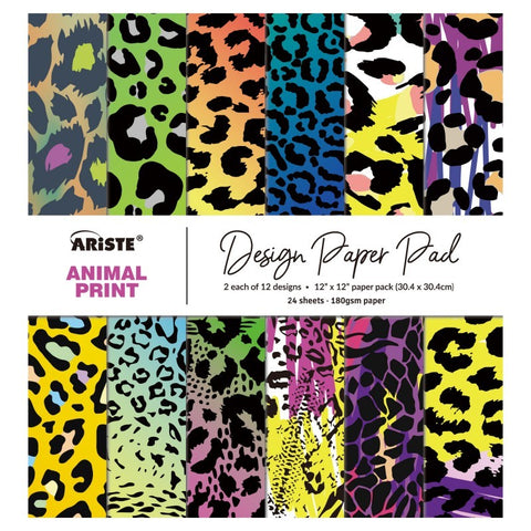 Inlovearts 24PCS  12"Animal Print Theme Scrapbook & Cardstock Paper