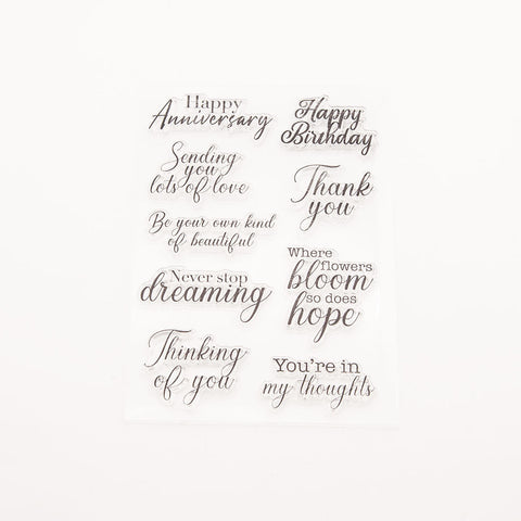Inlovearts Thankful Words Clear Stamps