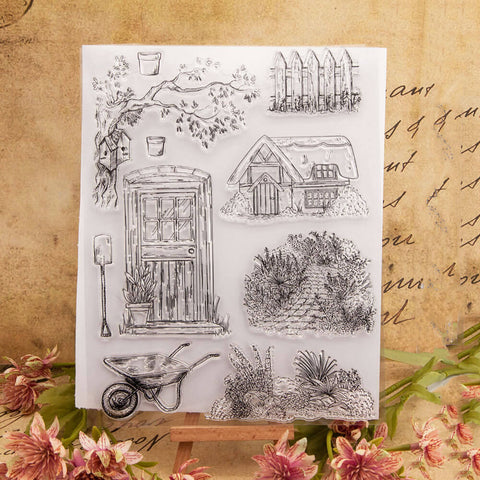 Inlovearts Garden With Flower Clear Stamps