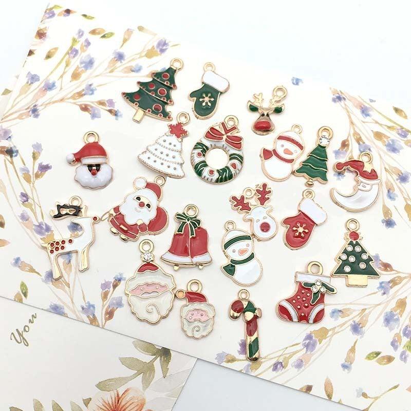 20 Pcs Drip Alloy Small Pendant Decorations(A-Christmas; B-Halloween)