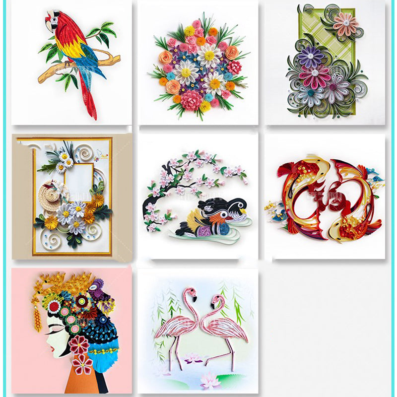 Paper Filigree Painting Kit - Parrot Bouquet ( A3 )