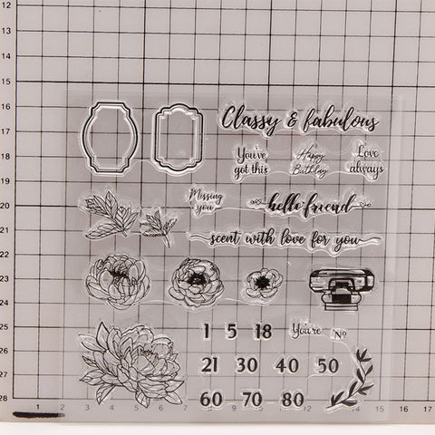 Inlovearts Flowers and Numbers Clear Stamps