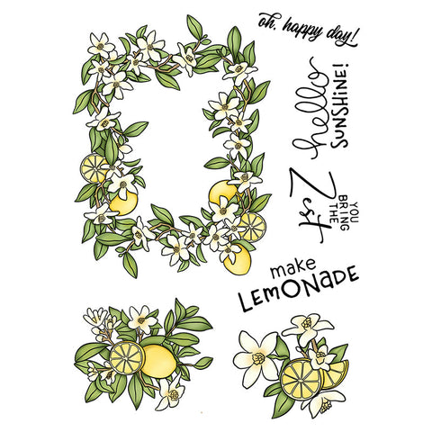 Inlovearts Lemon Flower Wreath Dies with Stamps Set