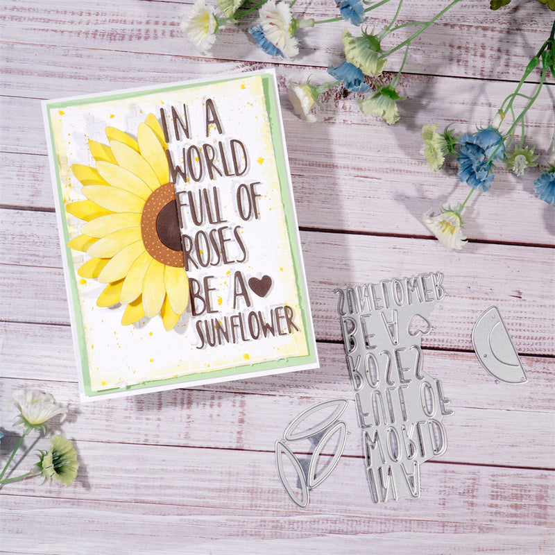 Inlovearts Sunflower With Words Cutting Dies