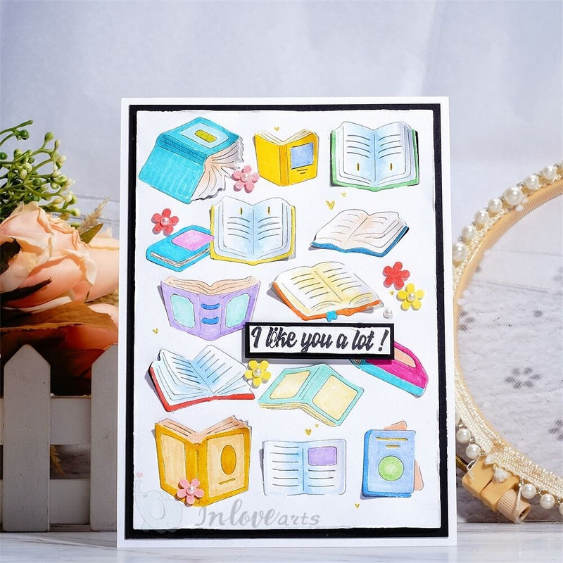 Inlovearts Books Background Cutting Dies