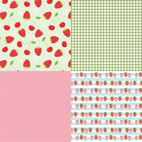 Inlovearts 24PCS  6"  Fresh Strawberry Theme Scrapbook & Cardstock Paper