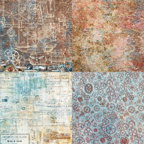 Inlovearts 24PCS  6" Mechanical World Theme Scrapbook & Cardstock Paper