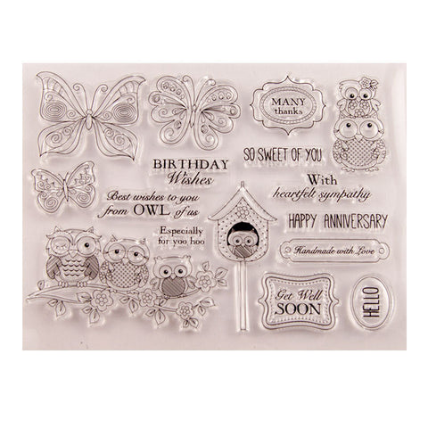 Inlovearts Butterfly & Owls Clear Stamps