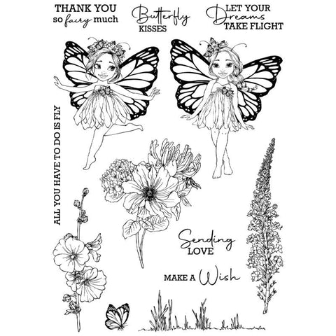 Inlovearts Butterfly Fairy & Flower  Dies with Stamps Set