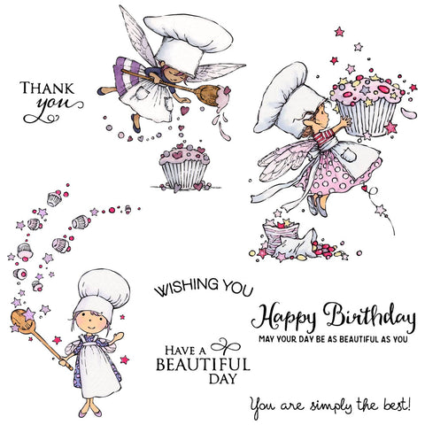 Inlovearts Birthday Cake Making Theme Dies with Stamps Set