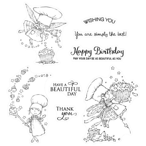 Inlovearts Birthday Cake Making Theme Dies with Stamps Set
