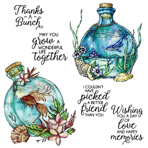 Inlovearts Drifting Bottle Theme Dies with Stamps Set