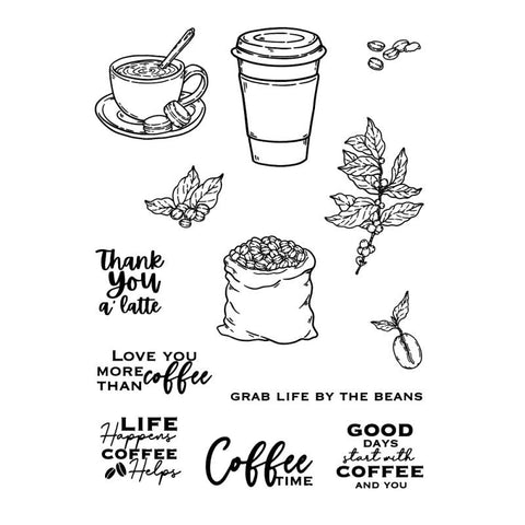 Inlovearts Coffee Time Theme Dies with Stamps Set