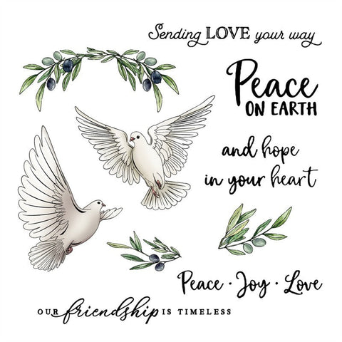Inlovearts Love & Peace Doves Dies with Stamps Set