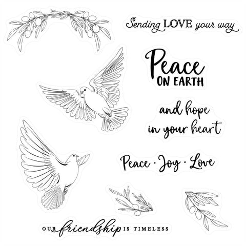 Inlovearts Love & Peace Doves Dies with Stamps Set