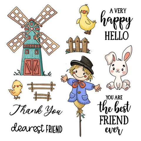 Inlovearts Scarecrow & Windmill Dies with Stamps Set