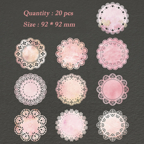 Inlovearts Pink Circle Hollow Lace Paper