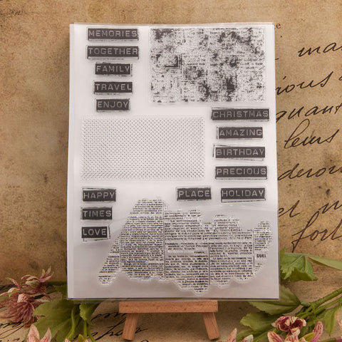 Inlovearts Newspaper Words Clear Stamps