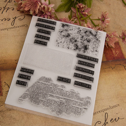 Inlovearts Newspaper Words Clear Stamps
