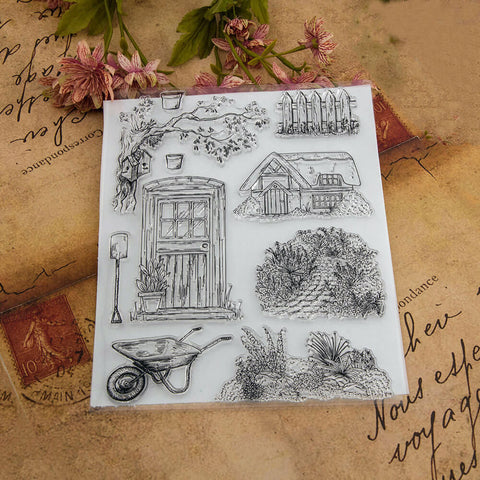 Inlovearts Garden With Flower Clear Stamps