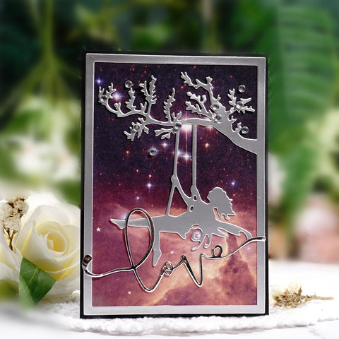 Inlovearts Fairy On Swing Background Board Cutting Dies